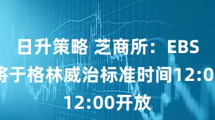 日升策略 芝商所：EBS市场将于格林威治标准时间12:00开放